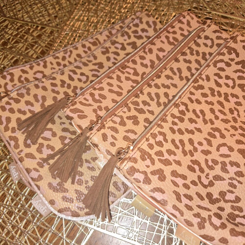 Ipsy Cosmetic Bags Collection lot of 5 Cheetah Animal Print 2 sizes